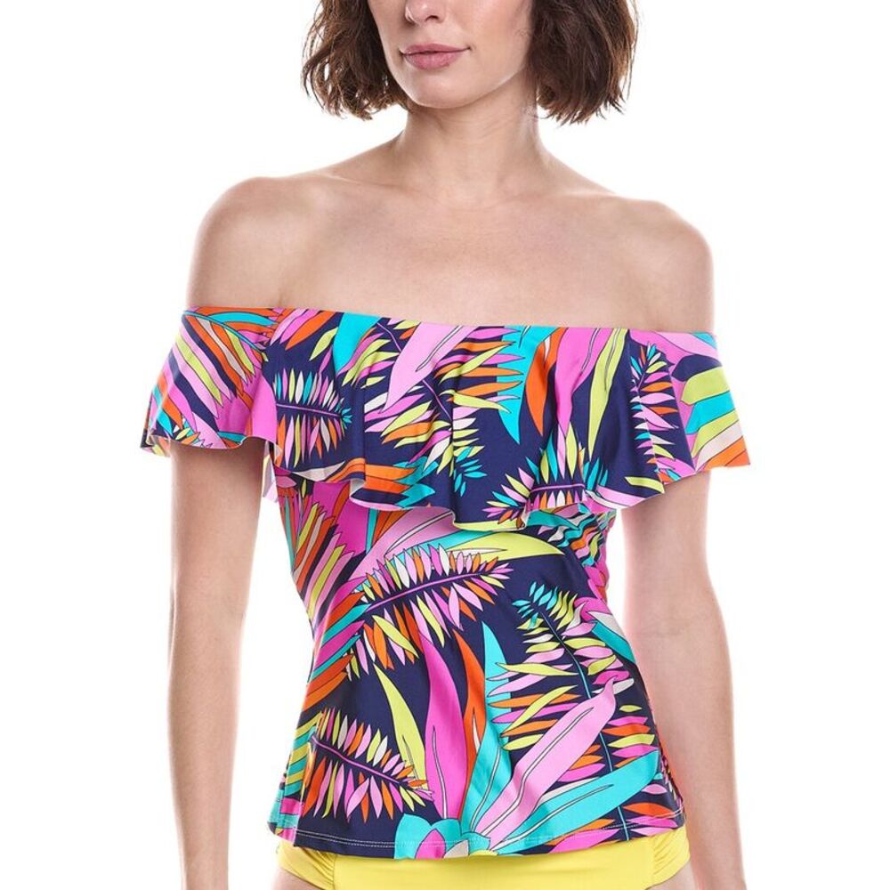Trina Turk Womens Monaco Ruffle Tankini Top